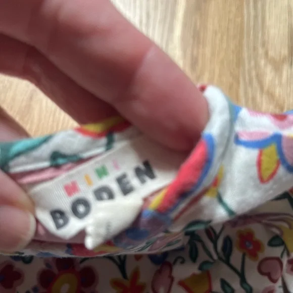 Mini Boden Floral Kids Dress - Pink, Blue, Yellow - Picture 3 of 3